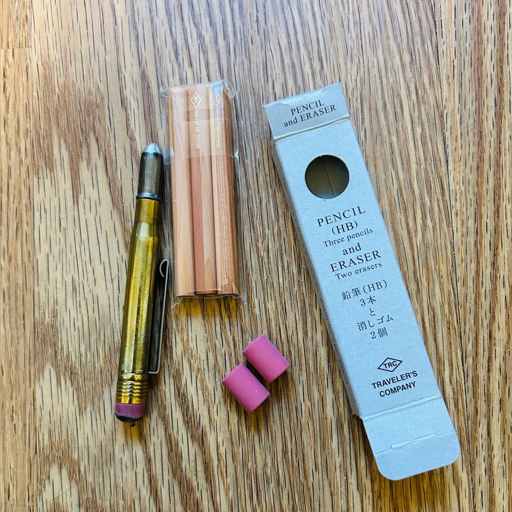 Traveler's Company Pencil and Eraser Set bullet pencil edc